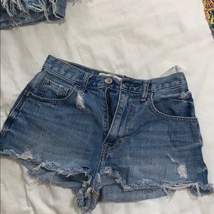 Light wash denim shorts